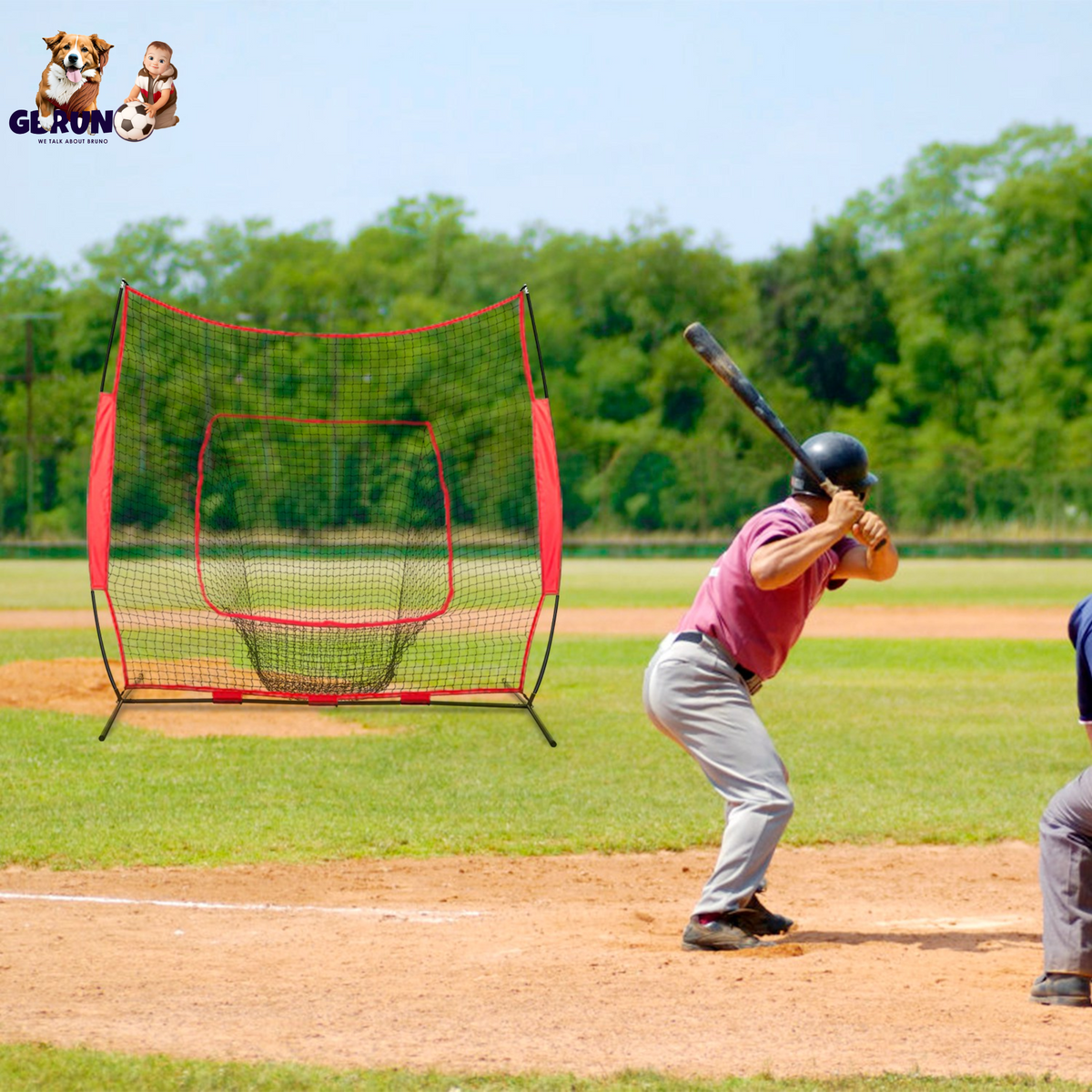7x7ft Baseball / Softball / T-ball Training Net w/ Bow Frame Carrying Bag for Solo Team Training