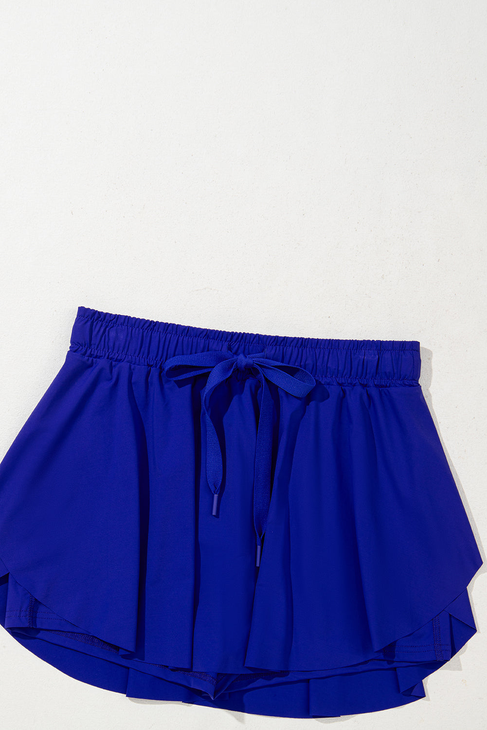 Women's Dark Blue Drawstring Elastic Waistband Lined Tennis Skorts