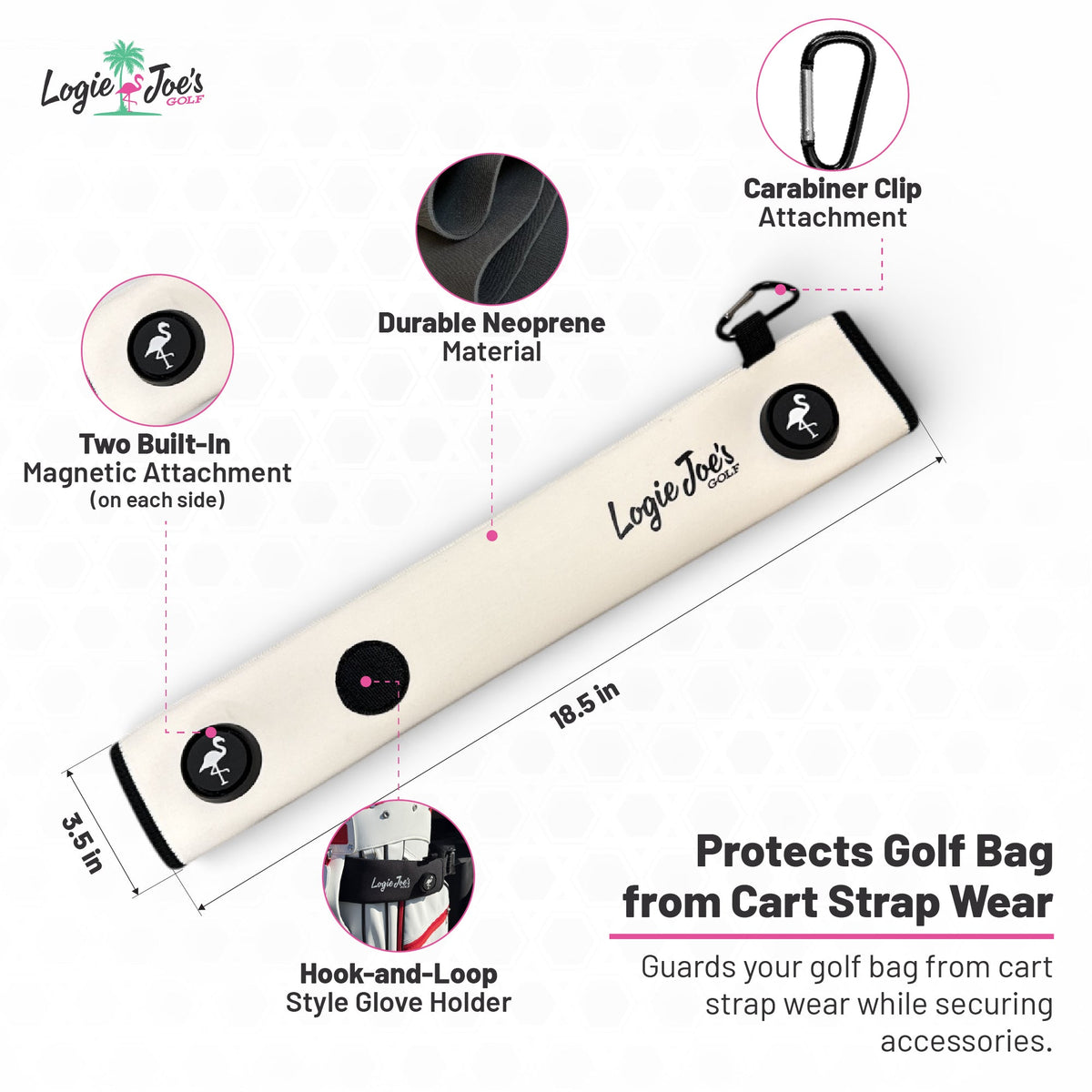 Black/Red Magnetic Golf Cart Strap Sleeve | 18.5 x 3.5 in