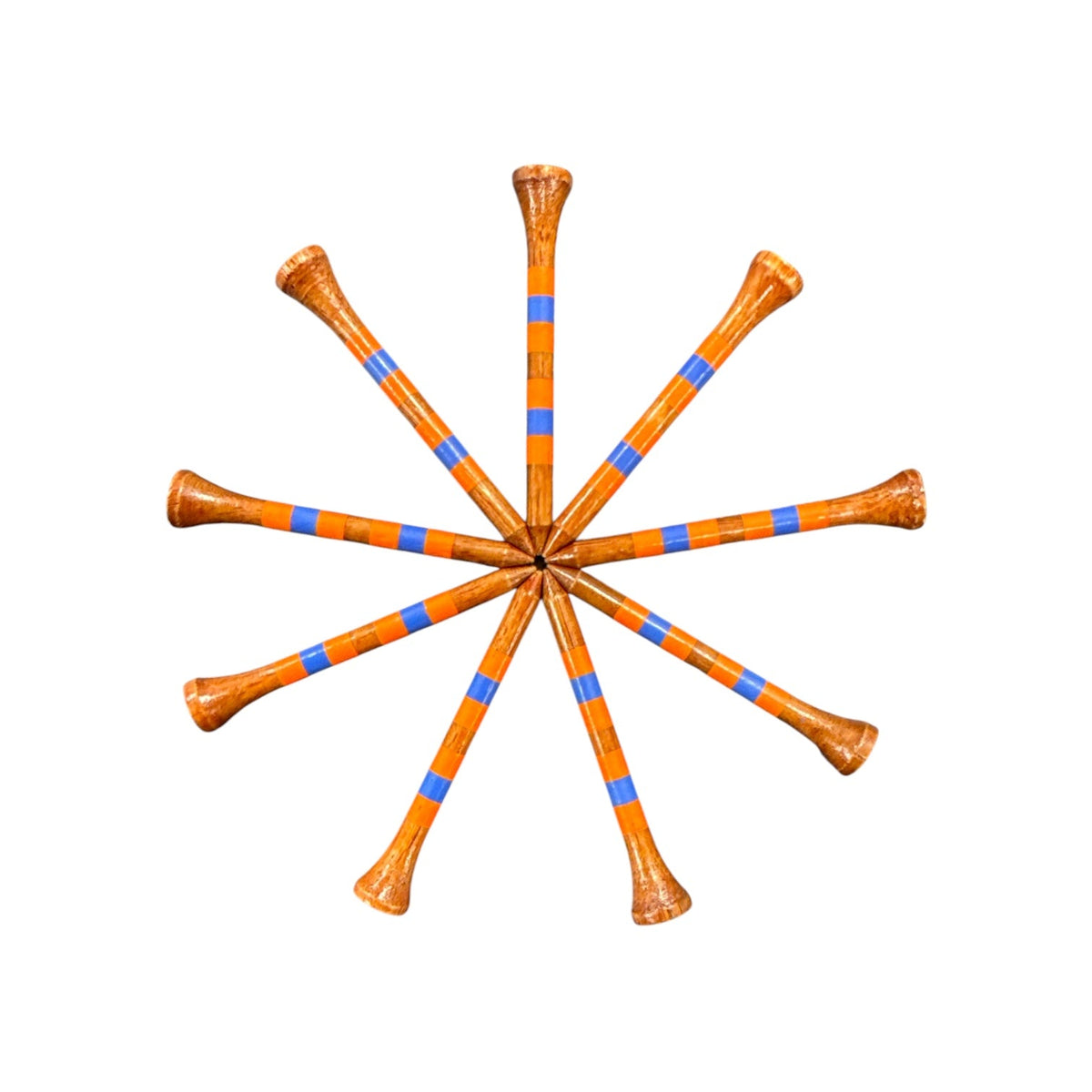 Orange Blue Stripe Premium Wooden Golf Tees | 2 3/4” Standard Size | 45 Pack Set | Durable Painted Wood Tees