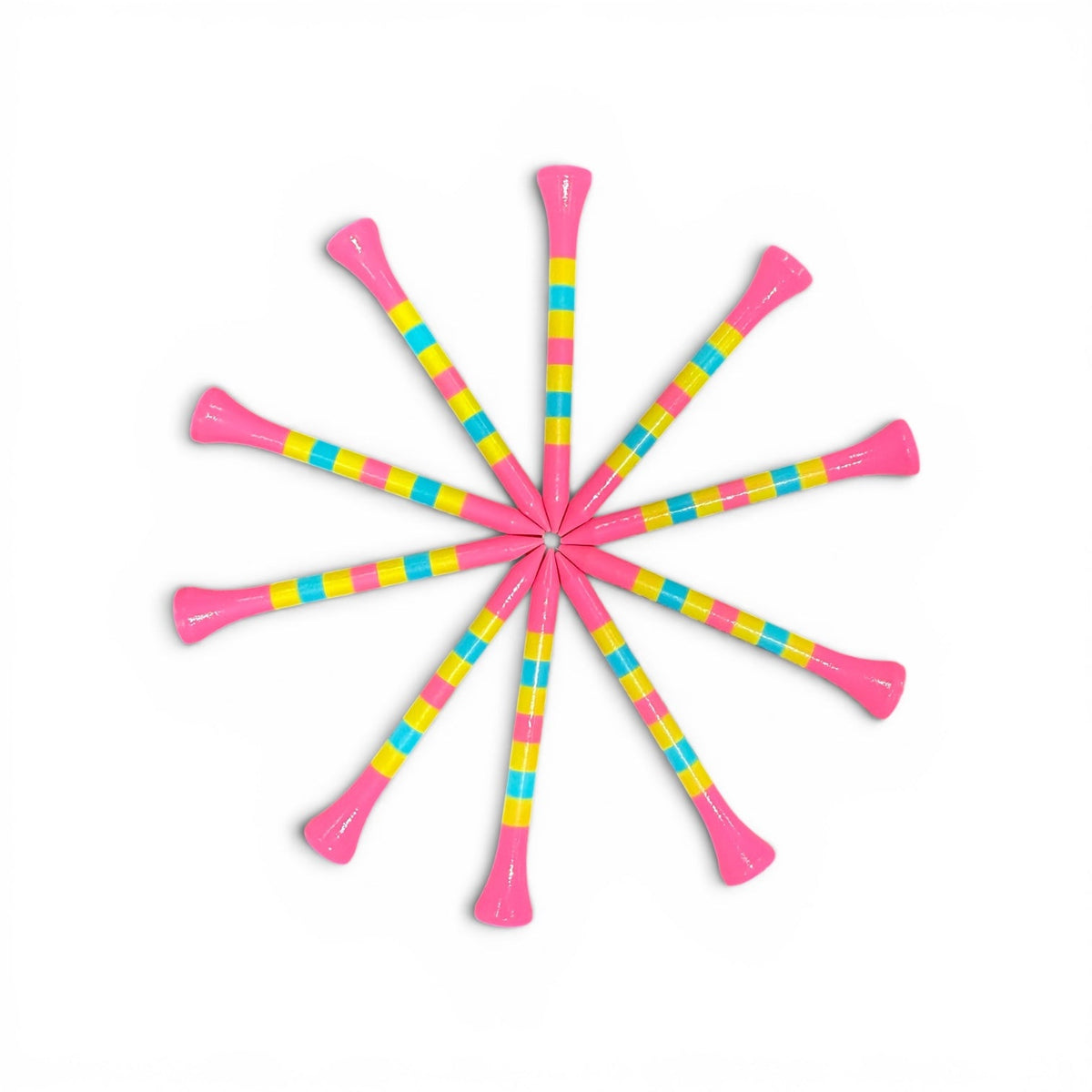 Pink Green Blue Stripe Premium Wooden Golf Tees | 2 3/4” Standard Size | 45 Pack Set | Durable Painted Wood Tees