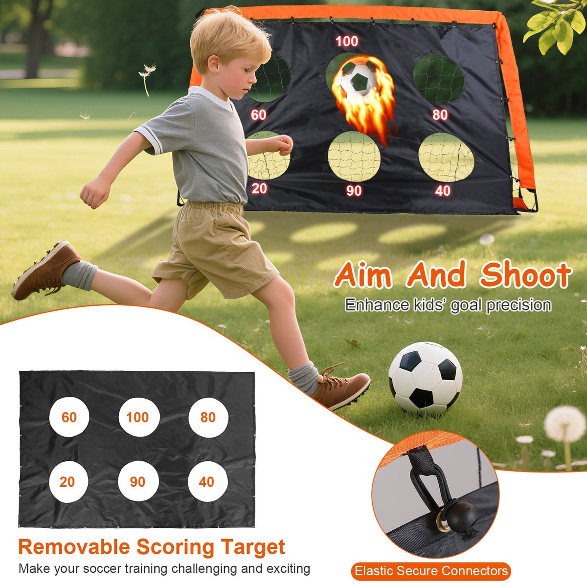 Kids Soccer Goals Set For Backyard - Portable Soccer Training Equipment