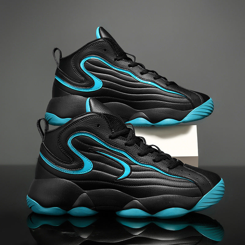 Men's Sports Shoes with Leather Surface, Fashionable Basketball Shoes