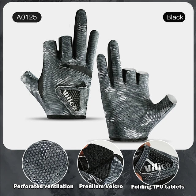 Outdoor Fishing Equipment - Thin Comfortable Breathable Leak Proof 3-Finger Lure Fishing Gloves
