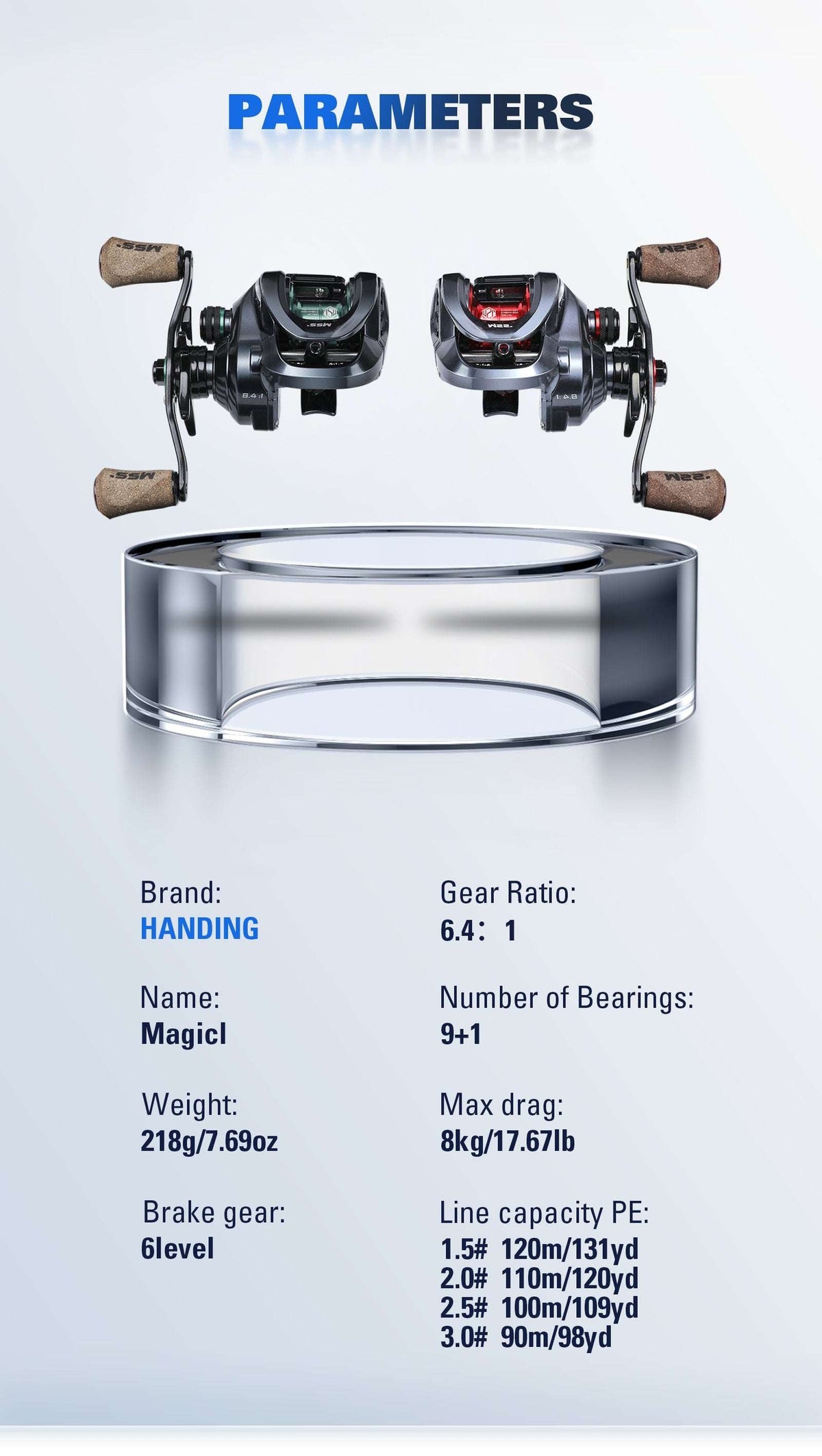 MAGIC SOUL Bass Casting Reel 6.4:1 Right Hand Only