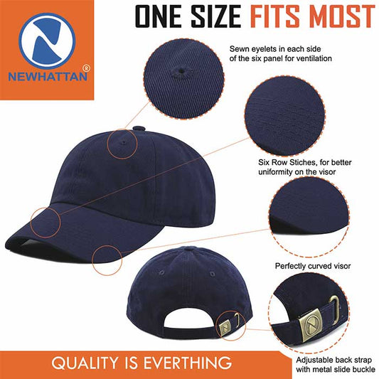 Newhattan 100% Cotton Solid Color SOFT Baseball Caps