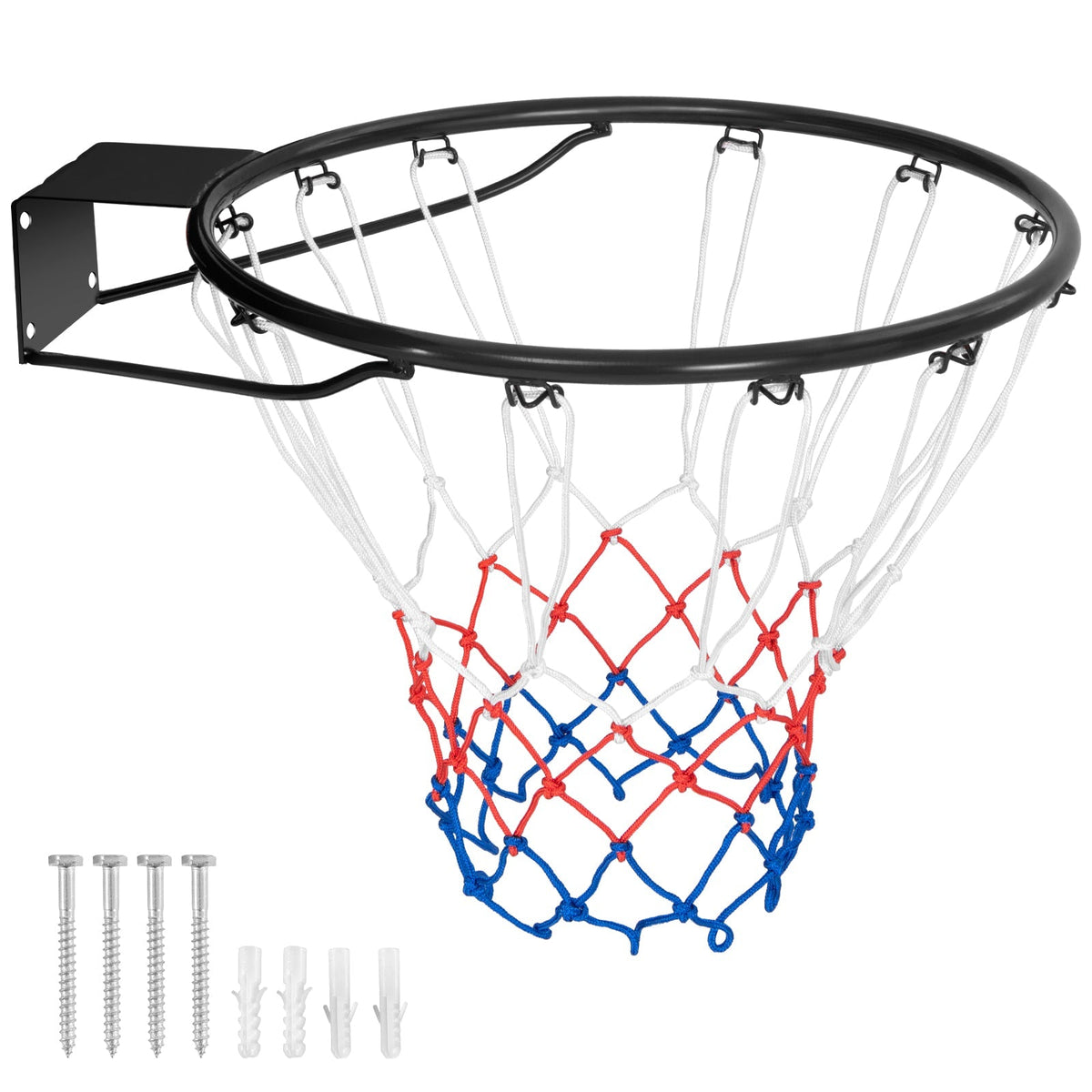 15 Inch Basketball Rim Goal Replacement with All Weather Net and Mounting Hardware