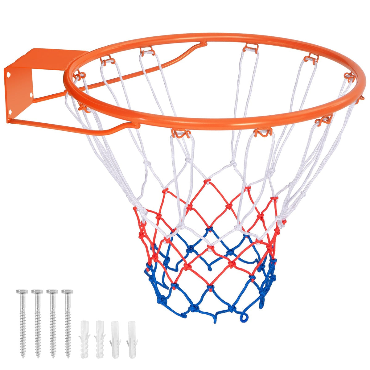 15 Inch Basketball Rim Goal Replacement with All Weather Net and Mounting Hardware