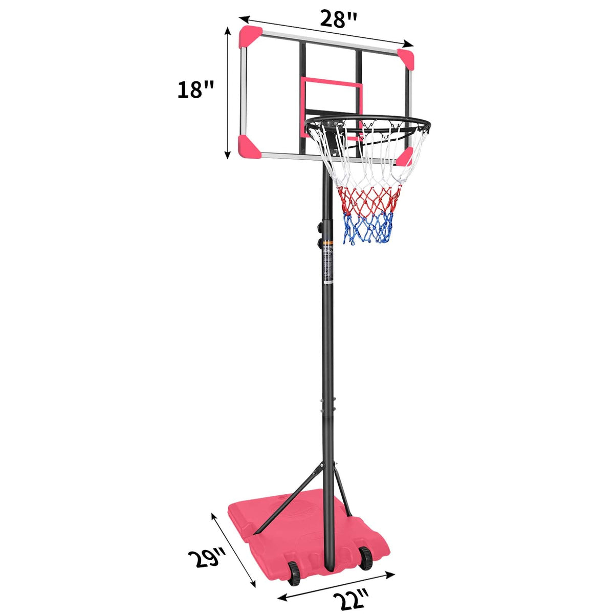 Junior Portable Basketball Goal System with Stable Base and Wheels / Indoor Outdoor