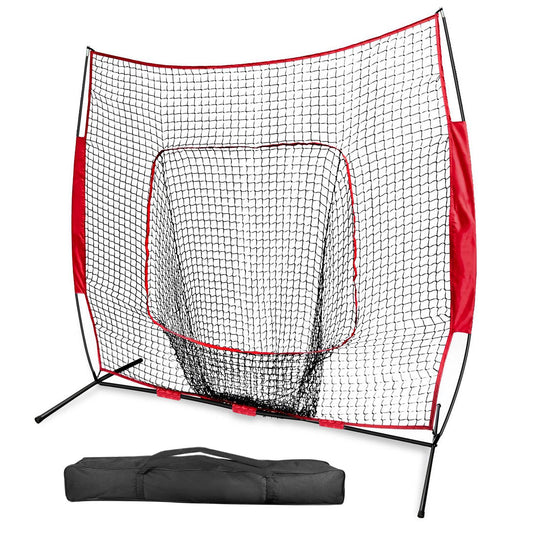 7x7ft Baseball / Softball / T-ball Training Net w/ Bow Frame Carrying Bag for Solo Team Training
