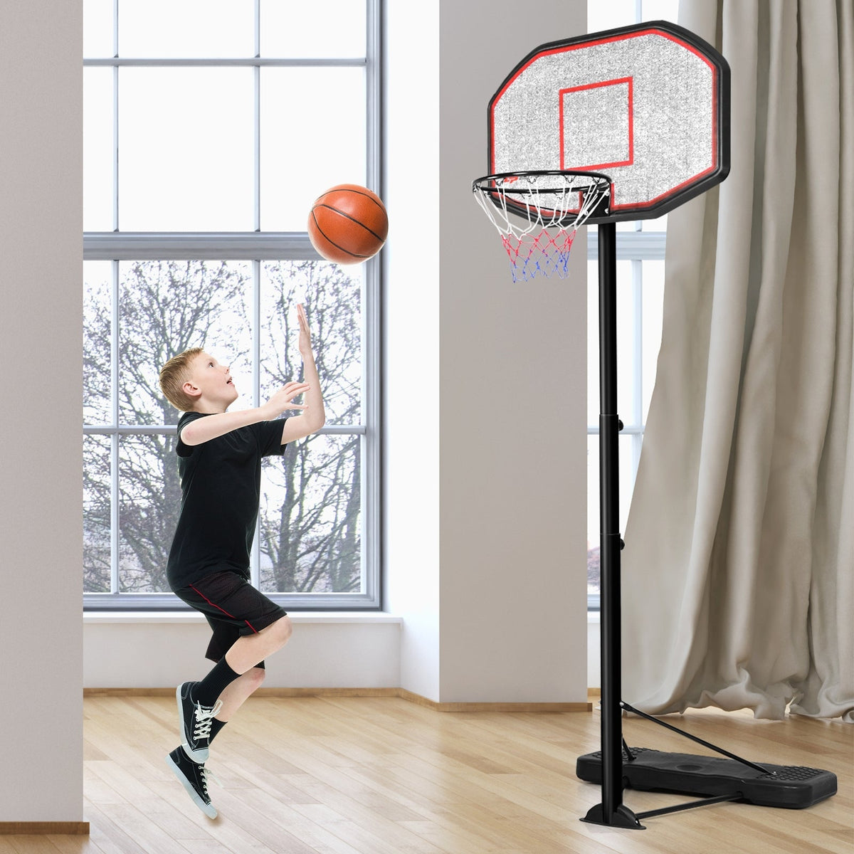 Indoor Outdoor Height Adjustable Basketball Hoop