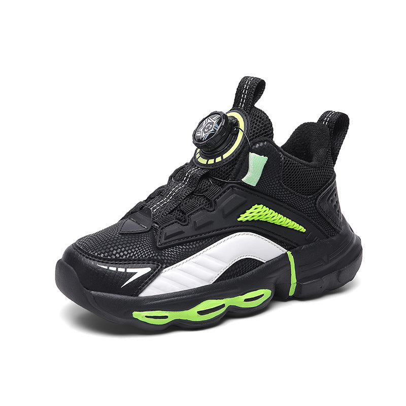 Autumn And Winter, Non-slip, Outdoor, Rotating Buckle, Children's Waterproof Leather Basketball Shoes
