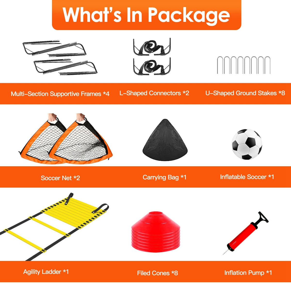 Kids Soccer Goal And Complete Training Equipment Kit For Backyard