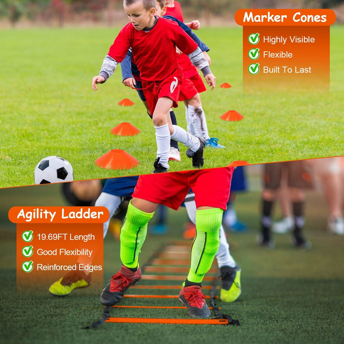 Kids Soccer Goals Set For Backyard - Portable Soccer Training Equipment