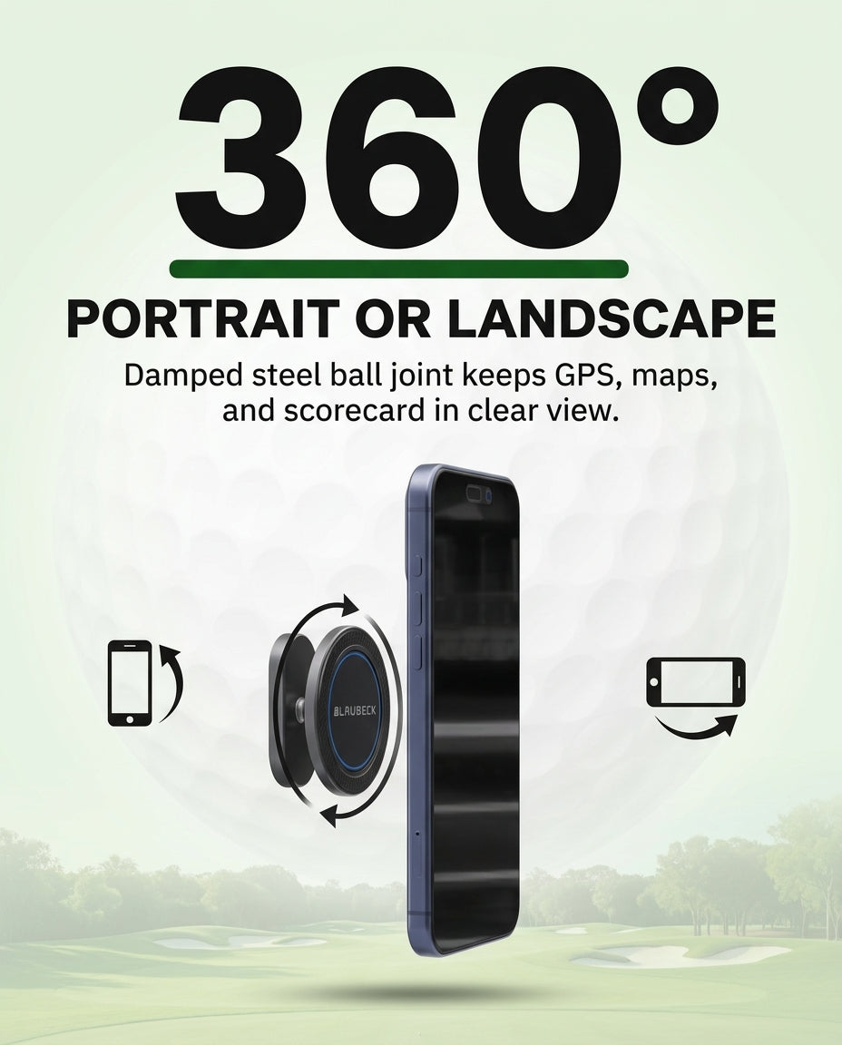 Alloy Magnetic Golf Cart Phone Holder for MagSafe & Android