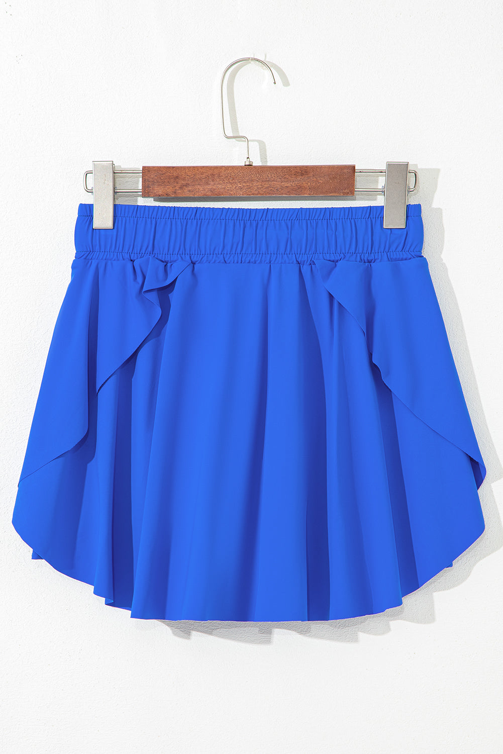 Women's Sky Blue Drawstring Elastic Waistband Lined Tennis Skorts