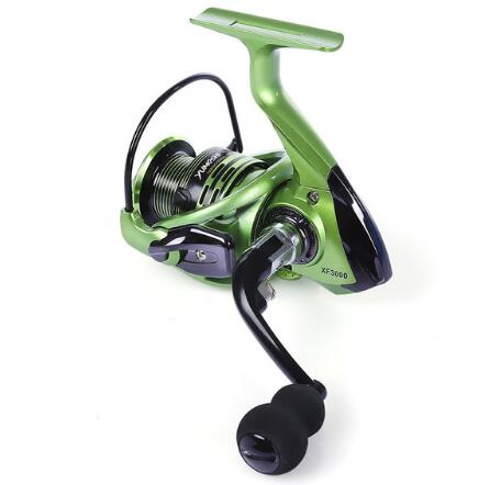YUMOSHI  Full Metal Spinning Fishing Reel Pesca Aluminum Spool  Tackle With Foldable Handle