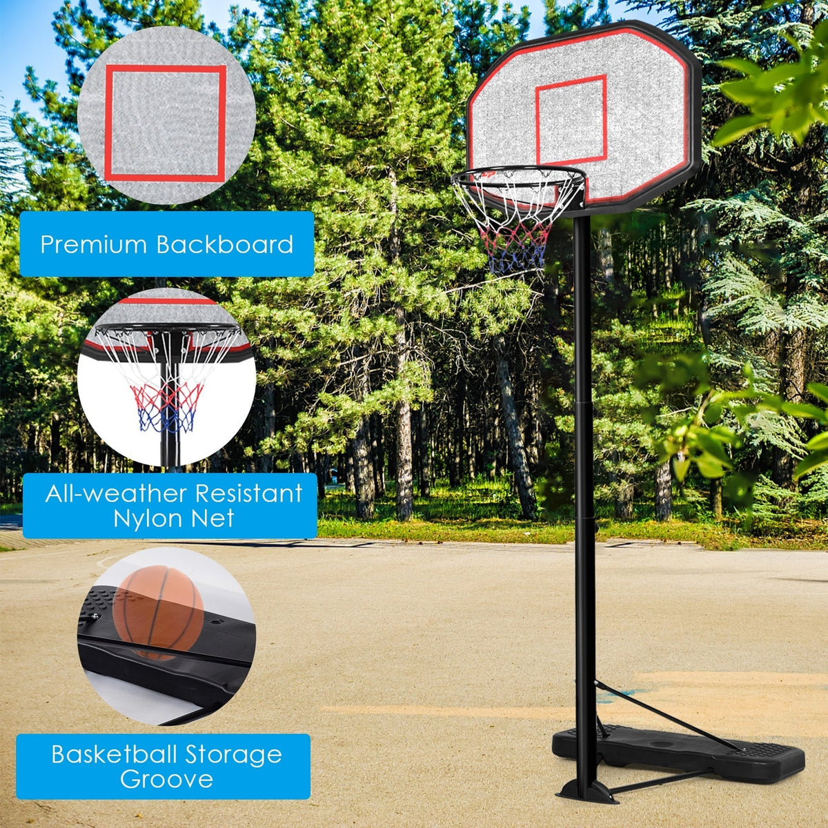 Indoor Outdoor Height Adjustable Basketball Hoop