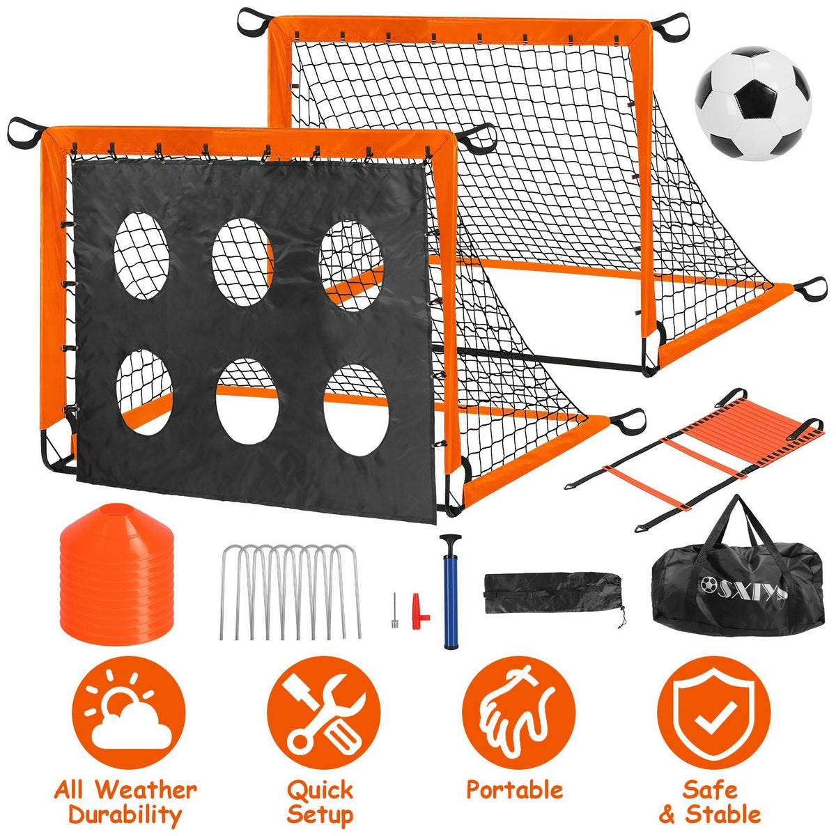 Kids Soccer Goals Set For Backyard - Portable Soccer Training Equipment