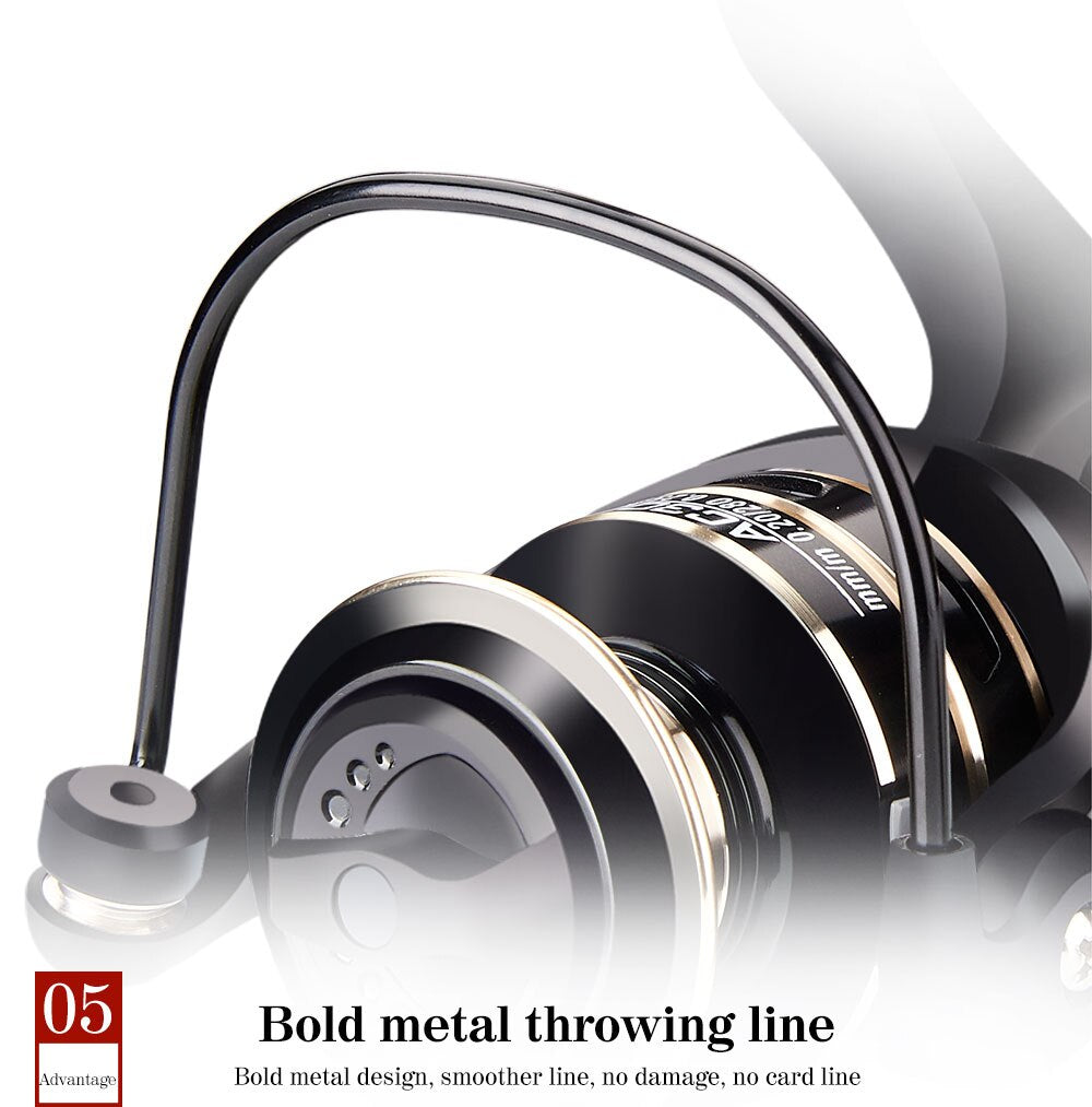 New 13+1BB Fishing Spinning Reel 2000-6000 No Gap Metal Spool Gear Ratio 5.2:1