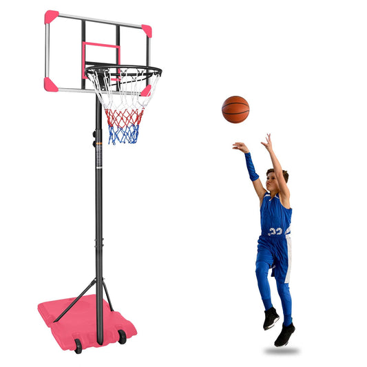 Junior Portable Basketball Goal System with Stable Base and Wheels / Indoor Outdoor