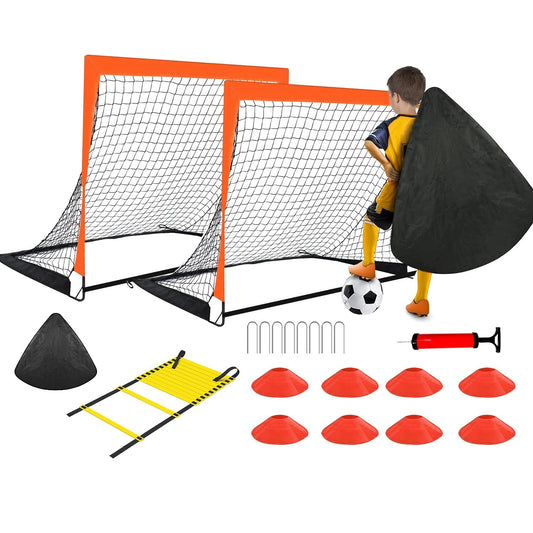 Kids Soccer Goal And Complete Training Equipment Kit For Backyard