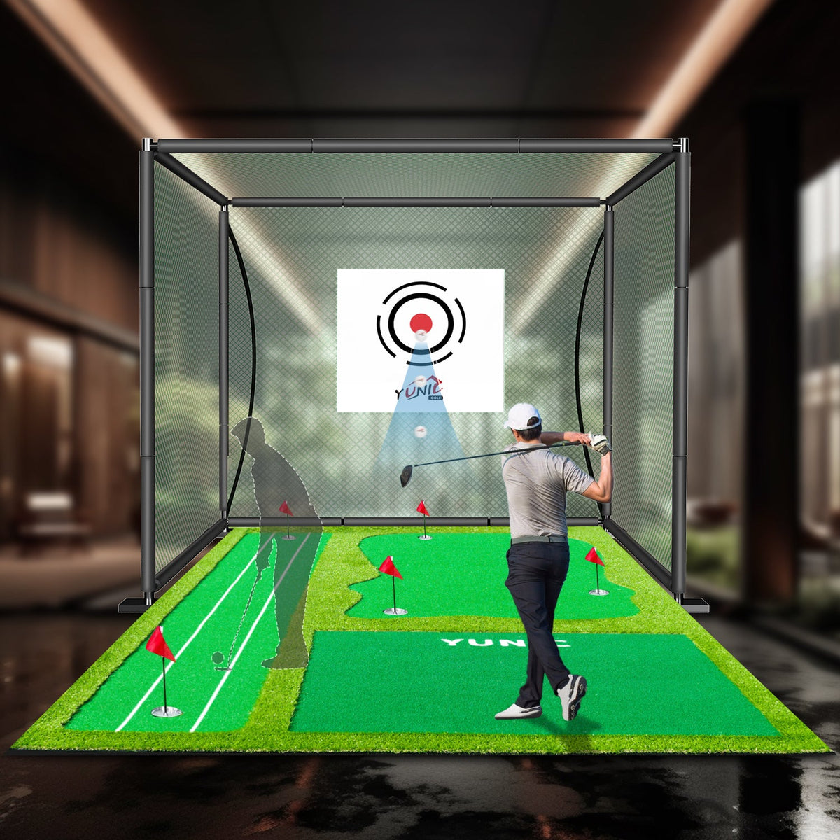 GreenDrive Golf Net And Hitting Mat Combo