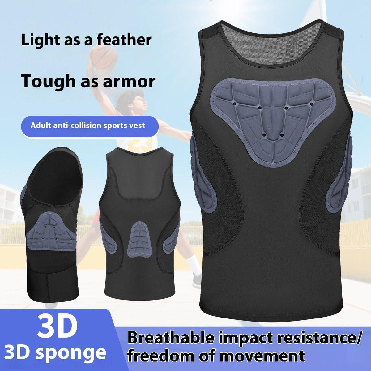 Basketball Anti-collision Tight Vest Men's Professional Sports / Football Rib Protective Gear