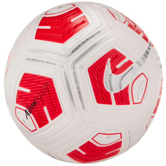 NIKE CU8062-100 Strike Team Soccer Ball - Adult White/Bright Crimson/Silver Size 4