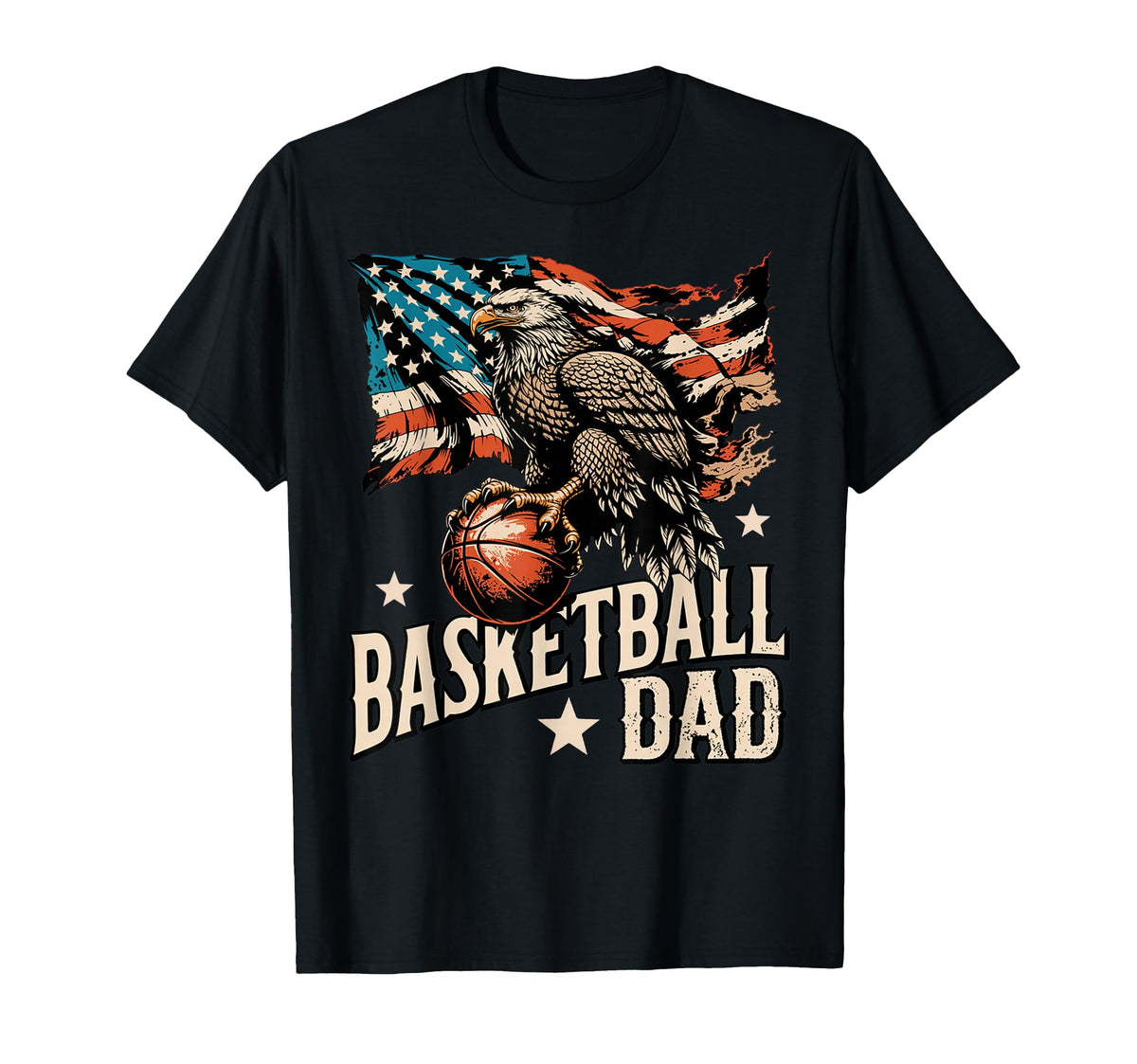 Basketball American Flag Basketball Dad T-Shirt - Graphic Print Unisex