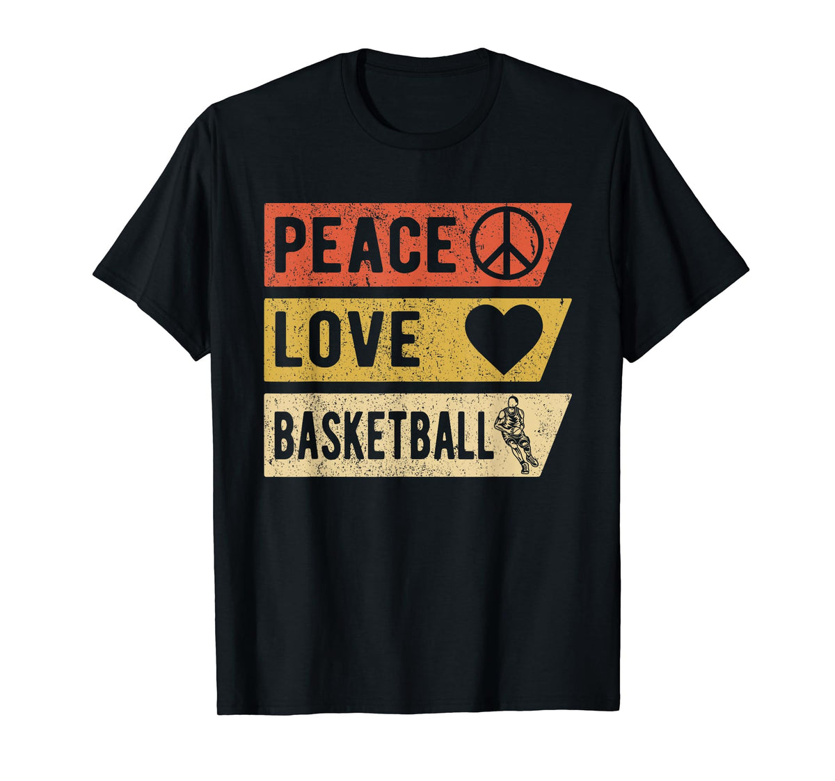 Peace Love Basketball Sports Lover Player T-Shirt - Trendy Graphic Unisex