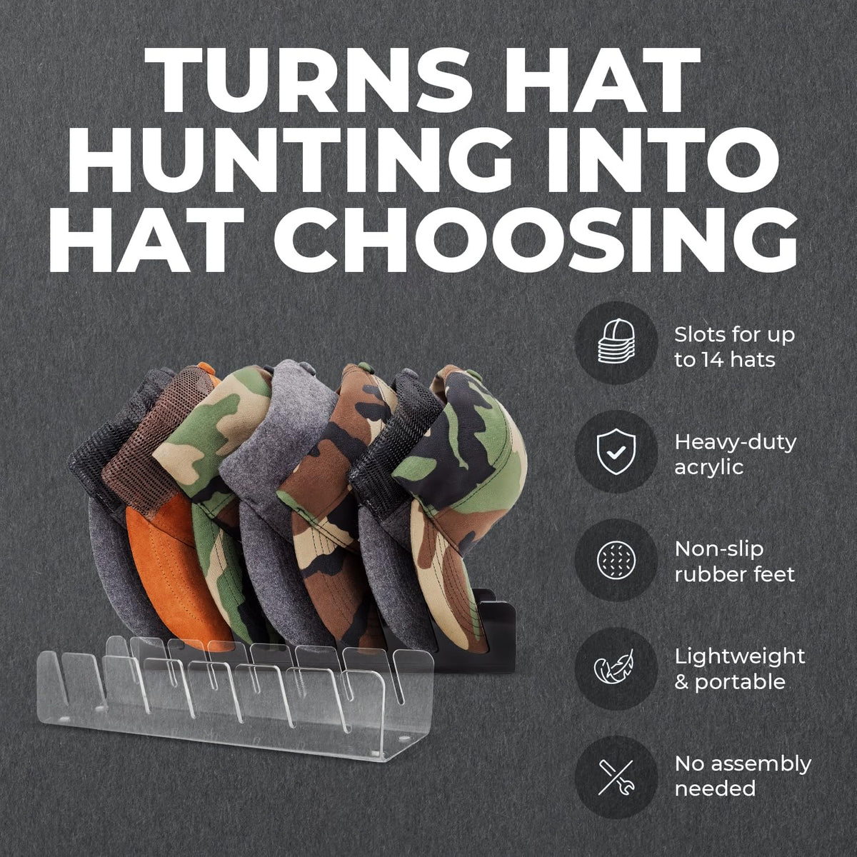 LOS ANGELES HAT CO INC Baseball Hat Organizer - 14 Caps - 2 Pcs - Black