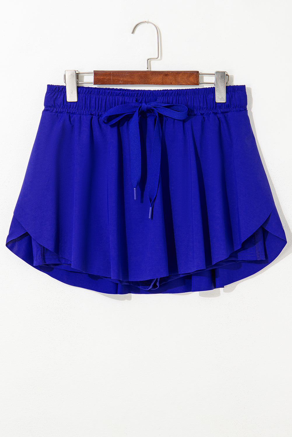 Women's Dark Blue Drawstring Elastic Waistband Lined Tennis Skorts