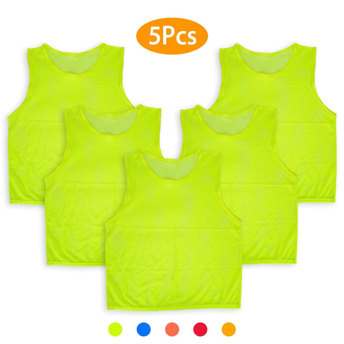 5 Pcs Mesh Scrimmage Vests - Soccer / Basketball Team Training Jerseys