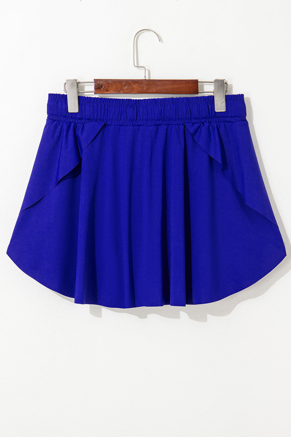 Women's Dark Blue Drawstring Elastic Waistband Lined Tennis Skorts