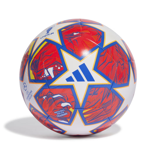Adidas UCL TRN White/GLOBLU/FLAORA Football/Soccer Ball (Machine-Stitched) for Unisex Size 5