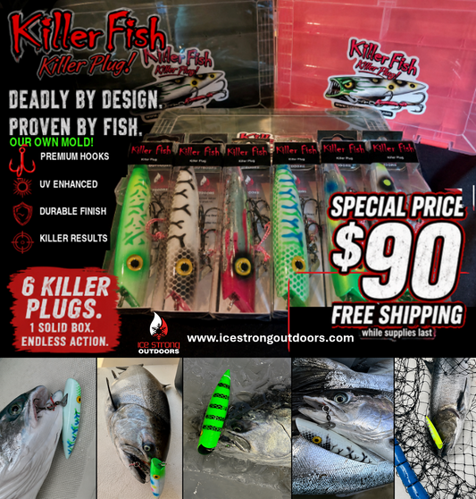 Ice Strong Outdoors - Killer Fish - Rattling TROLLING PLUG UV -SPECIAL 6 PLUGS + BOX $90 + FREE SHIPPING