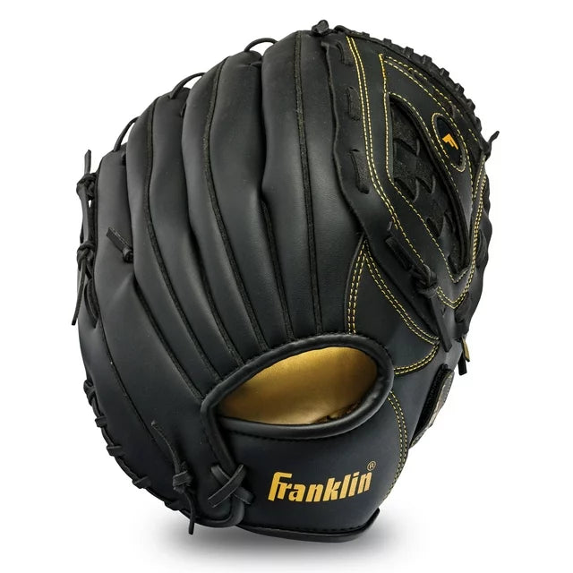 Franklin Sports Baseball and Softball Glove - Adult and Youth Glove - Right Hand Throw - 14" - Black/Gold