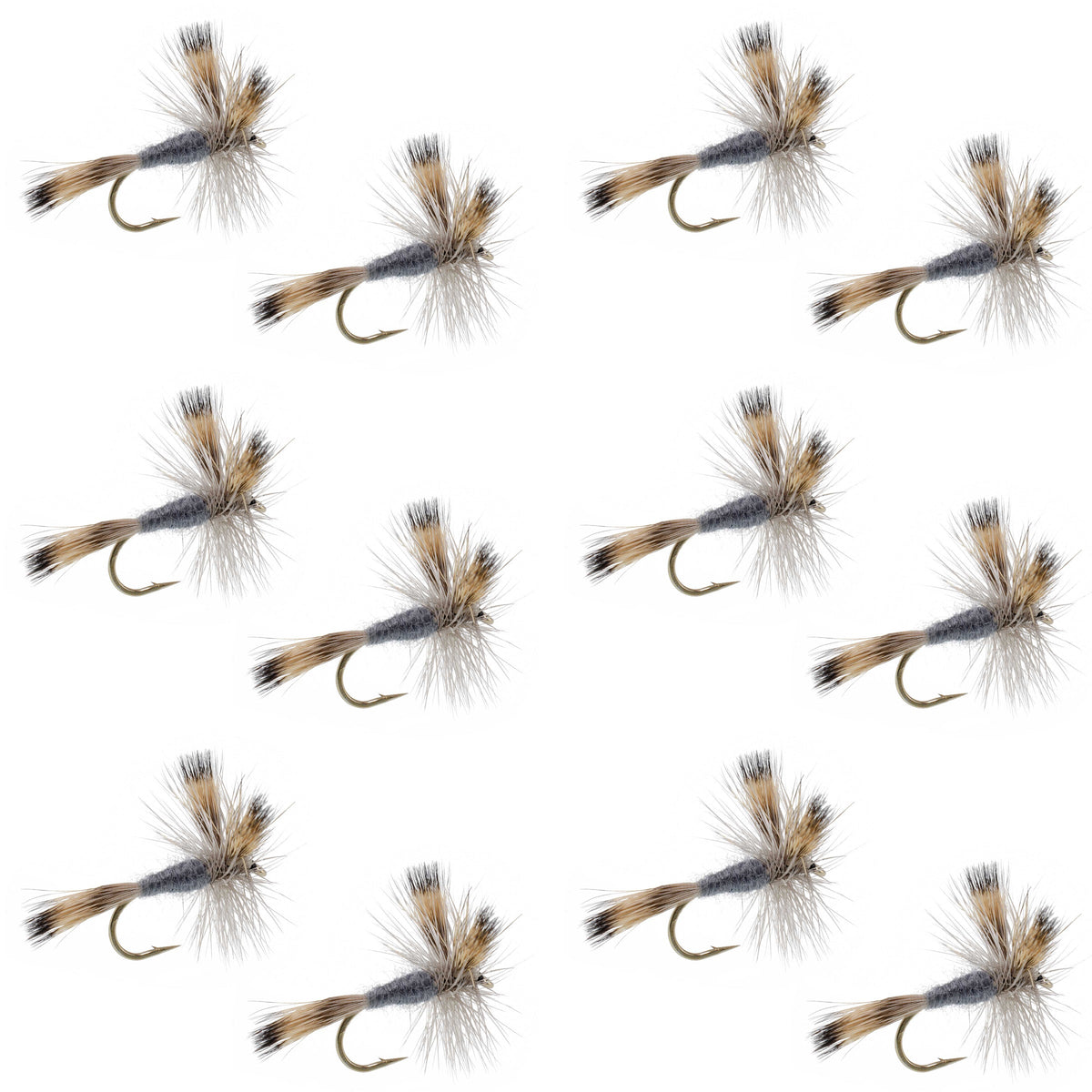 Gray Wulff Classic Trout Dry Fly -12 Flies Hook Size 12