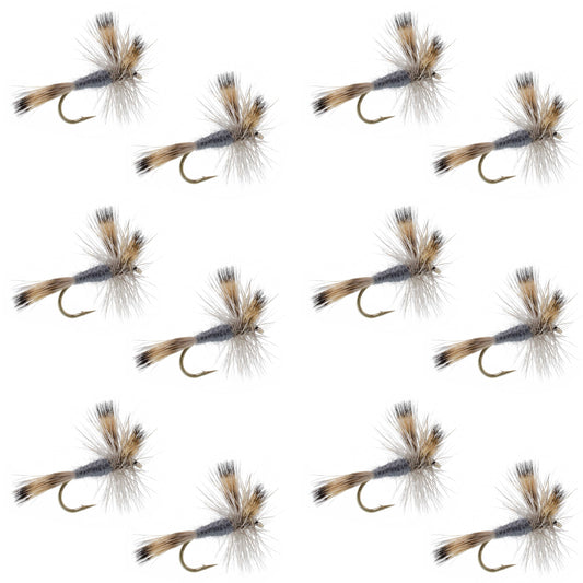 Gray Wulff Classic Trout Dry Fly -12 Flies Hook Size 12