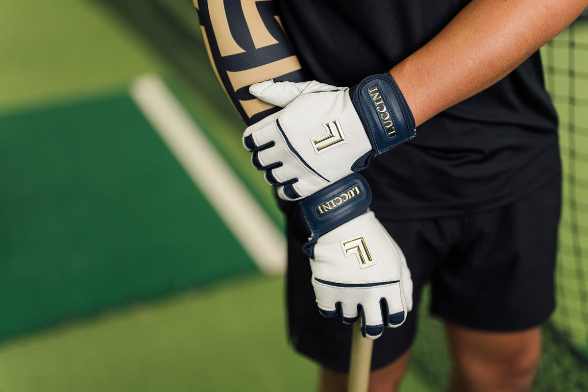 Legacy Series Batting Gloves – White/Navy