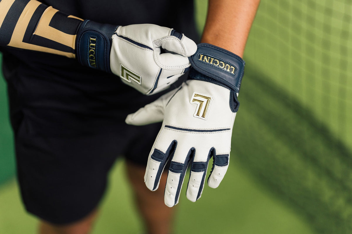 Legacy Series Batting Gloves – White/Navy