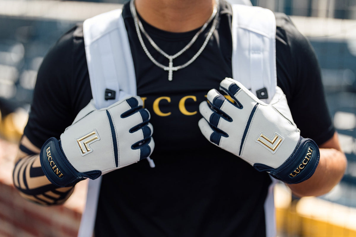 Legacy Series Batting Gloves – White/Navy