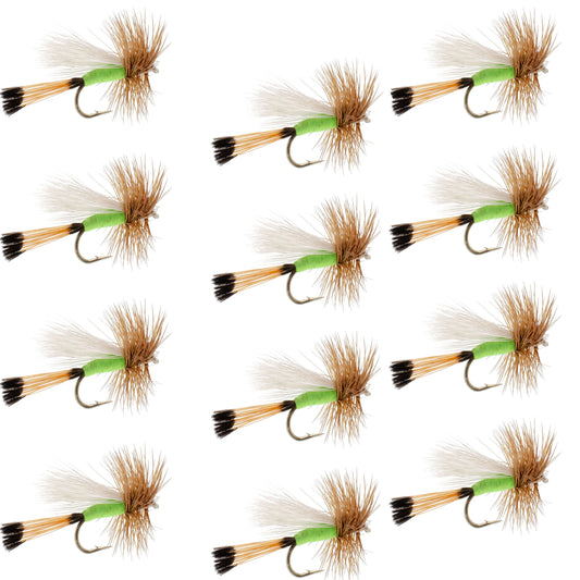 Lime Trude Classic Hair Wing Dry Fly - 12 Flies Hook Size 16