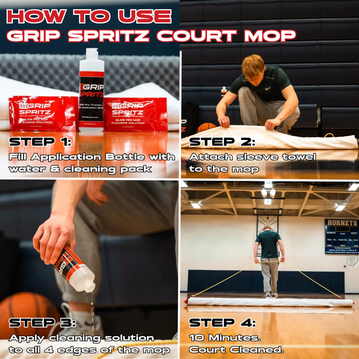 Grip Spritz Basketball Court Mop | Complete Court Cleaning System