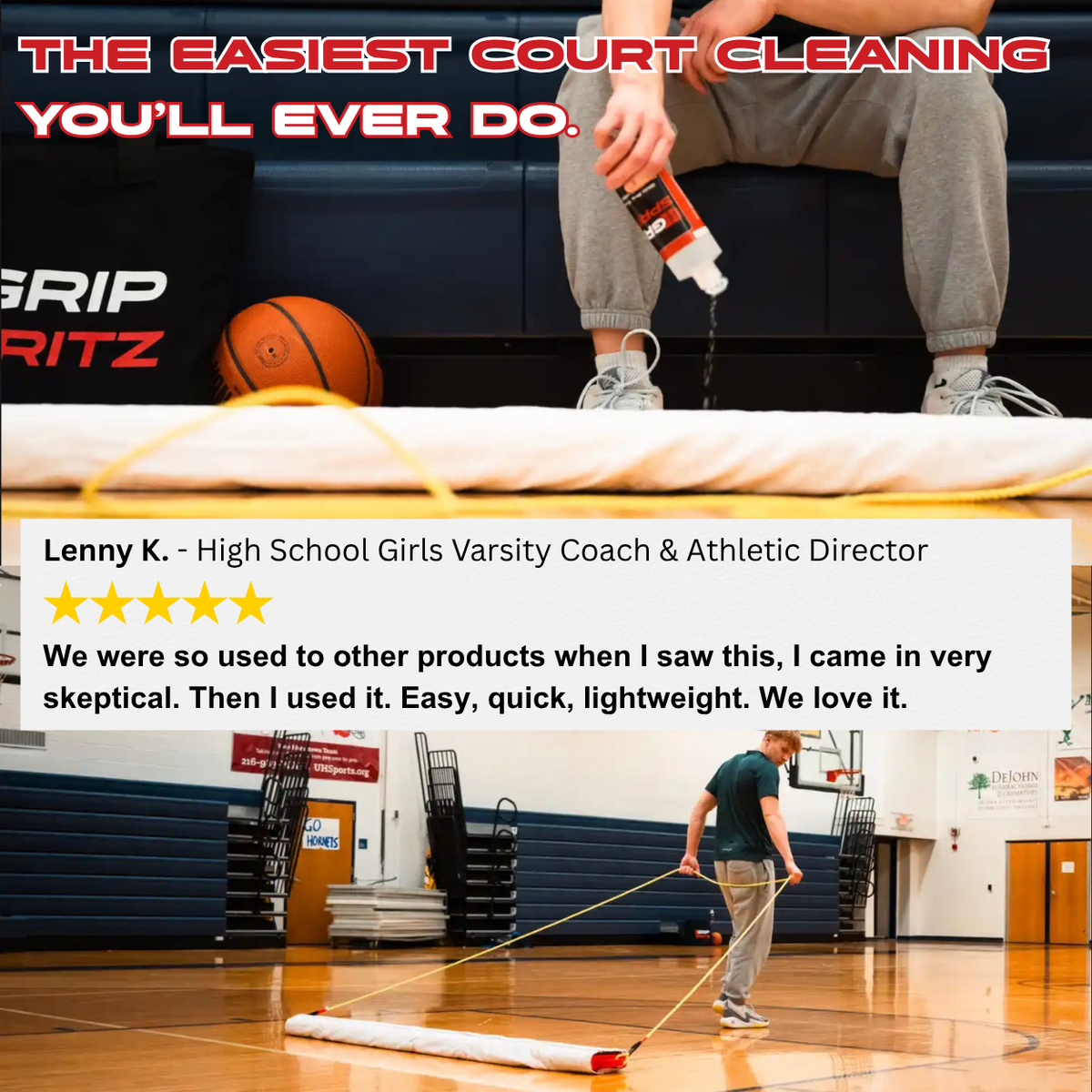 Grip Spritz Basketball Court Mop | Complete Court Cleaning System