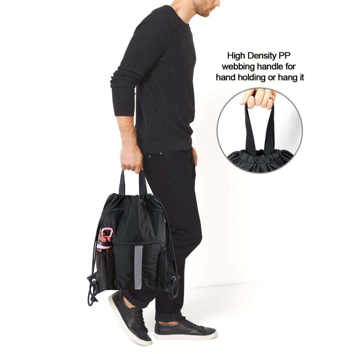 Drawstring Backpack With Shoe Compartment Equipment Bag