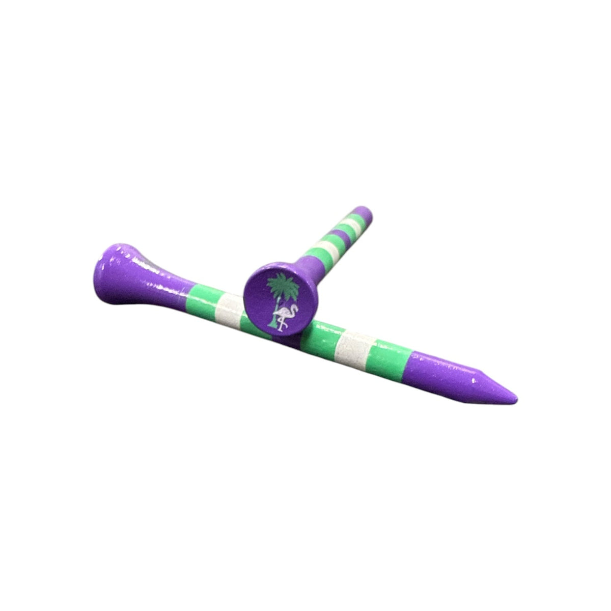 Purple Mint Stripe Premium Wooden Golf Tees | 2 3/4” Standard Size | 45 Pack Set | Durable Painted Wood Tees