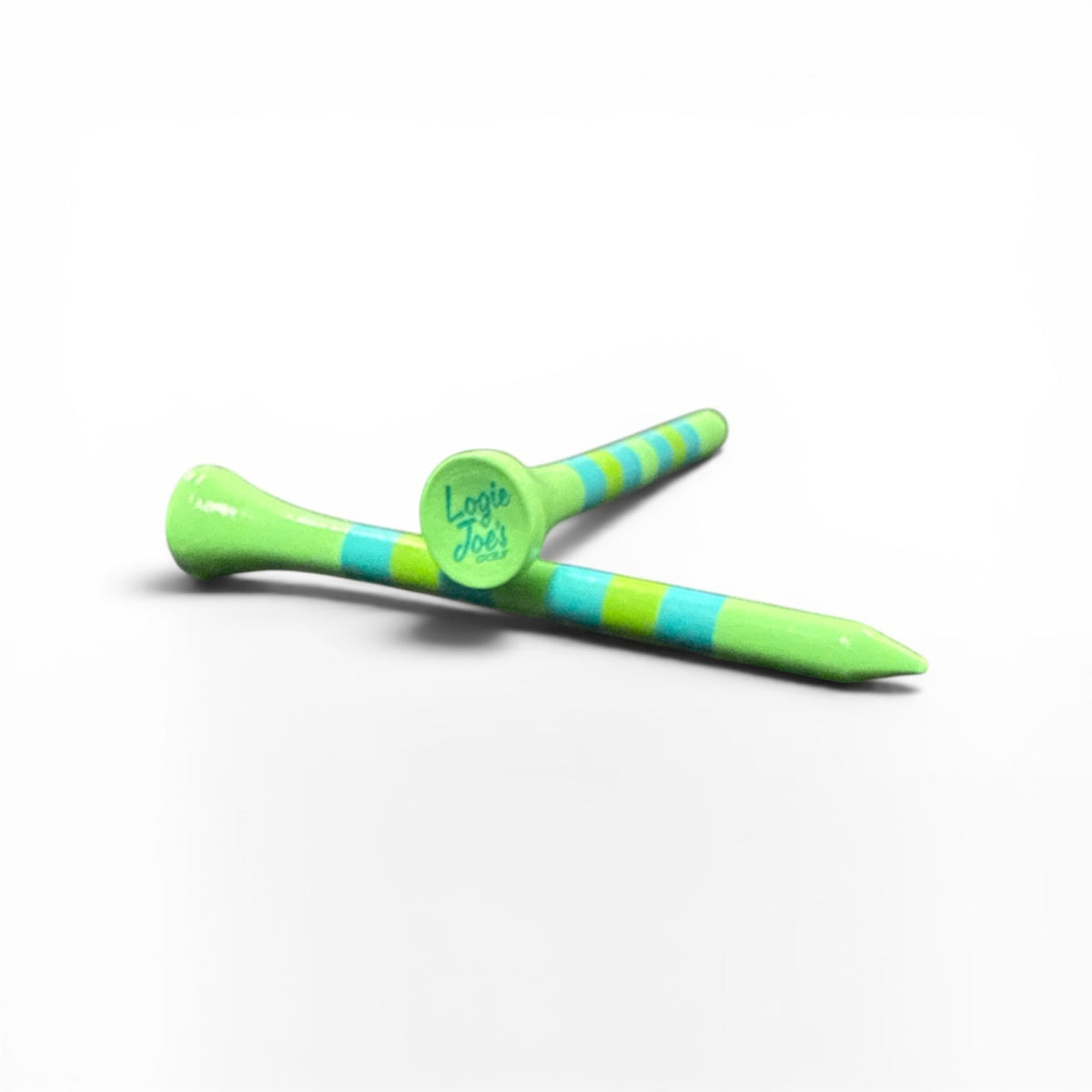Green Blue Stripe Premium Wooden Golf Tees | 2 3/4” Standard Size | 45 Pack Set | Durable Painted Wood Tees