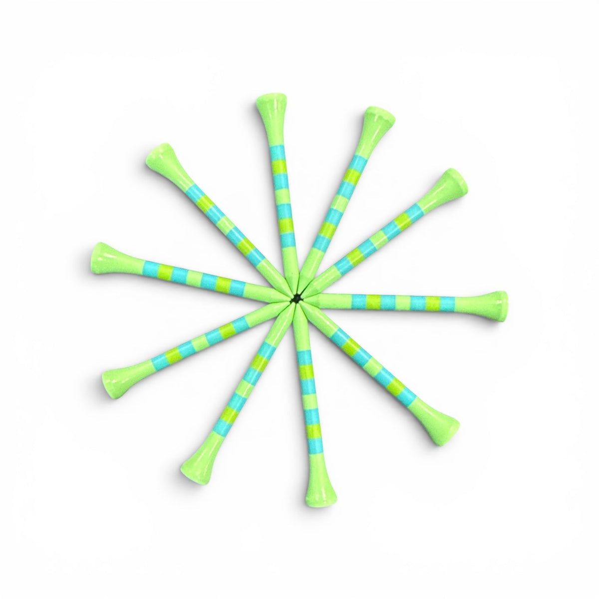 Green Blue Stripe Premium Wooden Golf Tees | 2 3/4” Standard Size | 45 Pack Set | Durable Painted Wood Tees